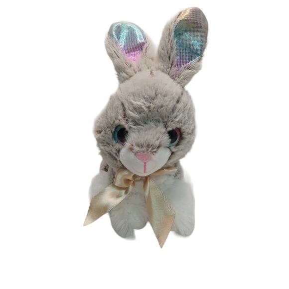 Vintage Plush Bunny Rabbit Toy Brown Iridescent Ears Stuffed Animal Hong Kong - Picture 2 of 11